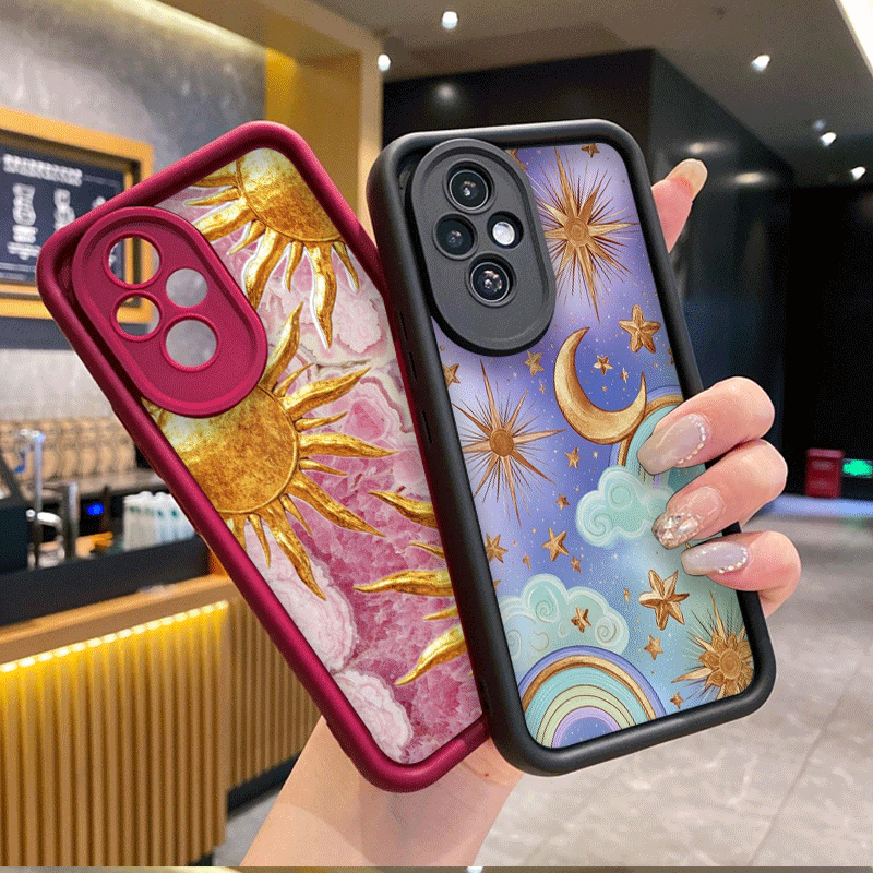 Huawei Mate 60 - Vintage Goldener Sternenhimmel Sonne Mond Bedruckte