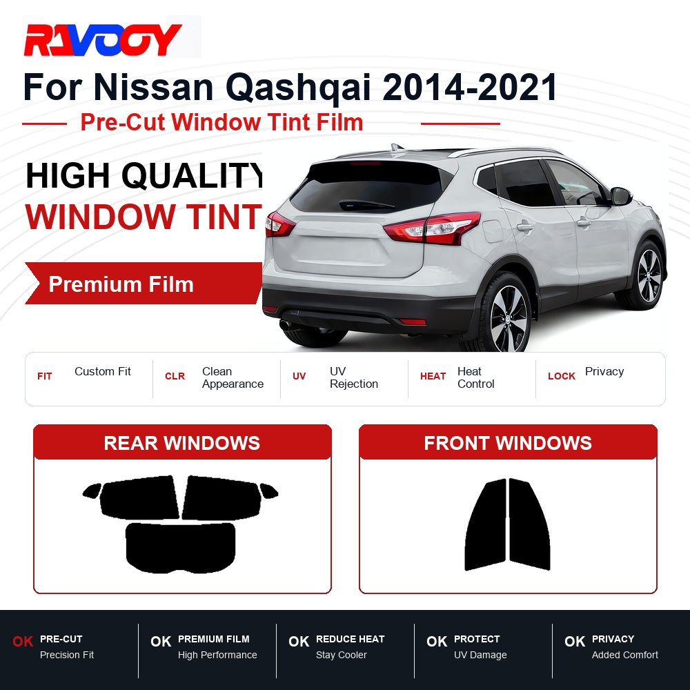 Privacy Screen Protector - Premium-Fensterfolie für Nissan Qashqai 2014-2021, vordere